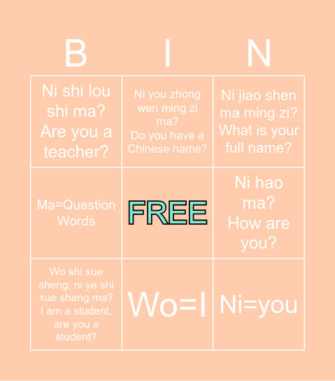 BINGO SHEET Bingo Card