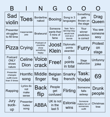 Eurovision 2025 Watch party Bingo Card