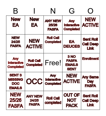 G'S UNIT Start Day 1 STITCH BINGO Card