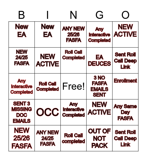 G'S UNIT Start Day 1 STITCH BINGO Card