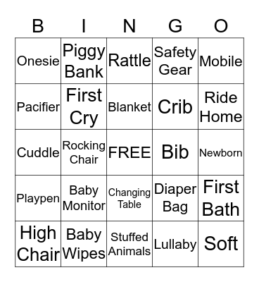 Baby Shower Bingo Card