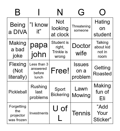 Trink Bingo Card