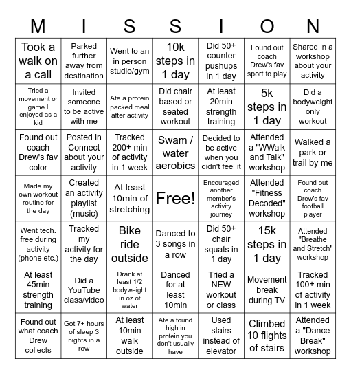 MISSION POSSIBLE MAY Bingo Card