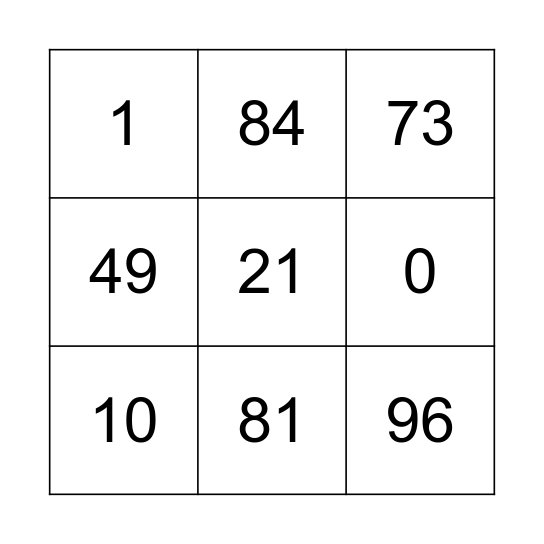 בינגומטיקה Bingo Card