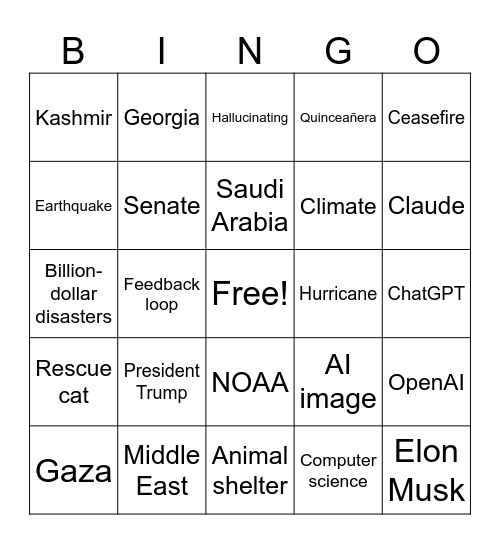 CNN 10 5/12/25 Bingo Card
