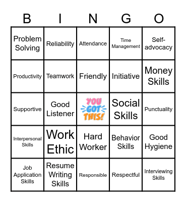 Job Skills BINGO Card