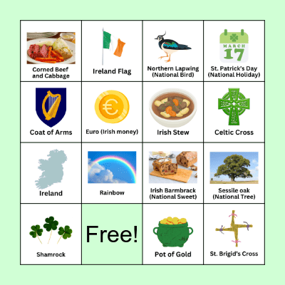 Ireland Bingo Card