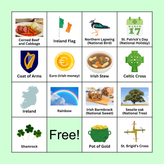 Ireland Bingo Card