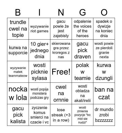 bingo duo z wostim w lola Bingo Card