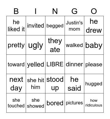 La Mano de Meghan - Pasado Bingo Card