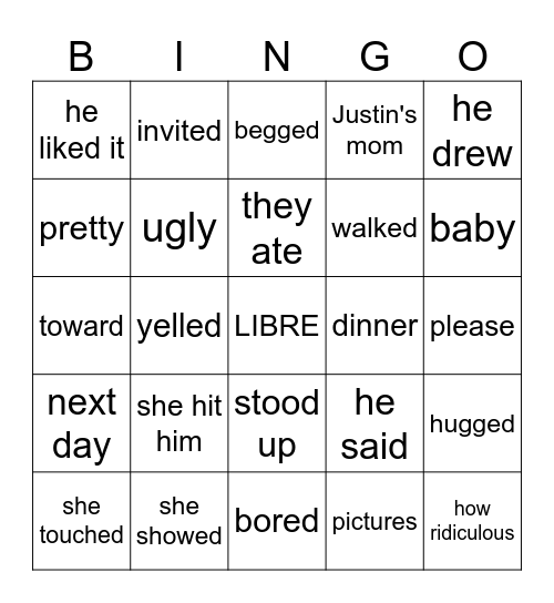 La Mano de Meghan - Pasado Bingo Card