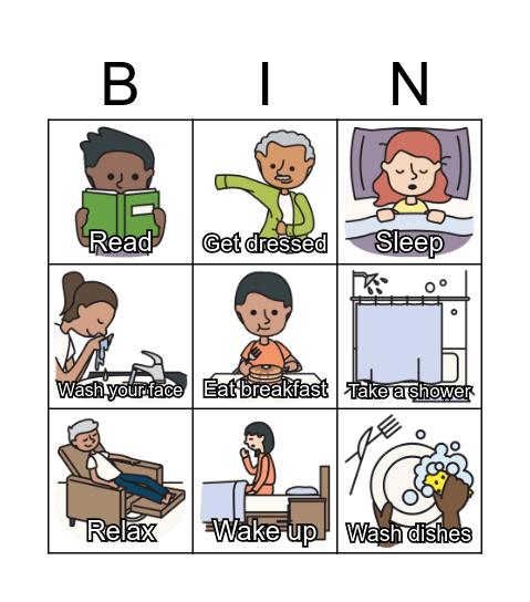 ESL - Daily Routines - from ESL Library Bingo Card