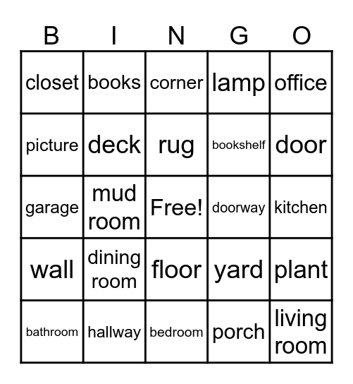 Rooms Bingo Card