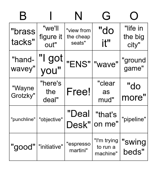 A&P Leadership Bingo Card