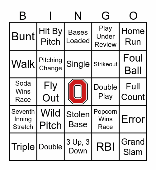 Buckeye Baseball Bingo Card