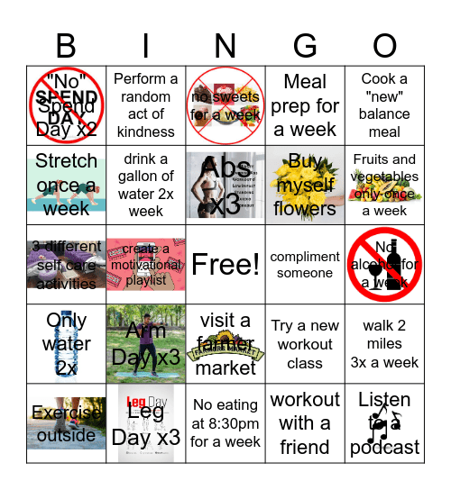June Fitness/ Self care Board Bingo Card