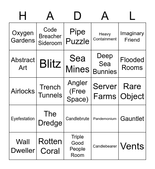 Roblox Pressure Bingo Card