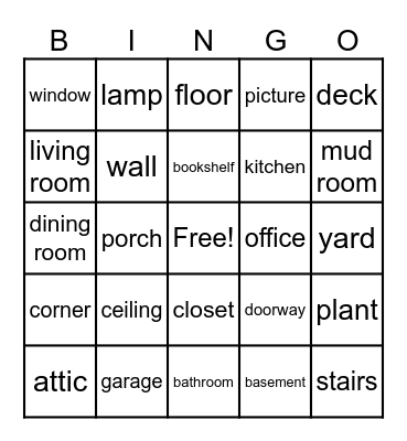 Rooms Bingo Card