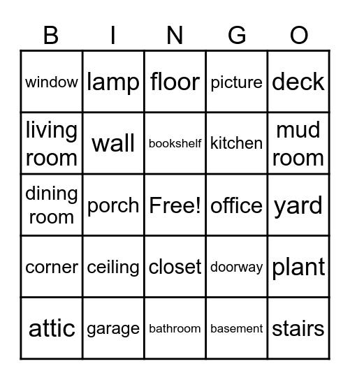 Rooms Bingo Card