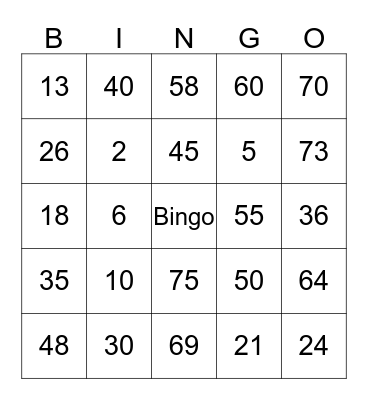 Shirley Galario Mariano Bingo Card