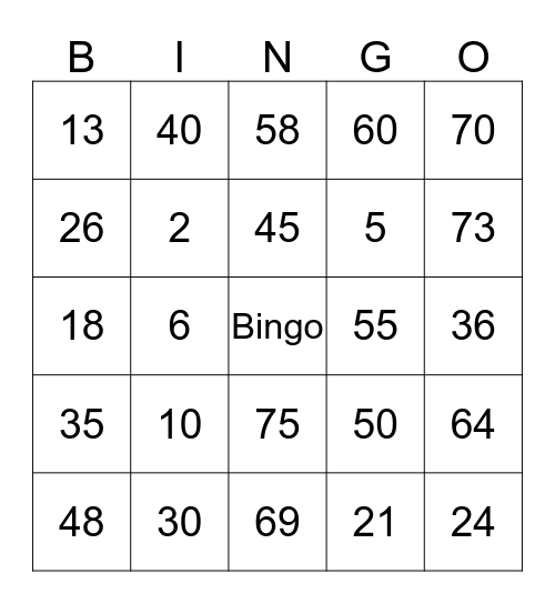 Shirley Galario Mariano Bingo Card