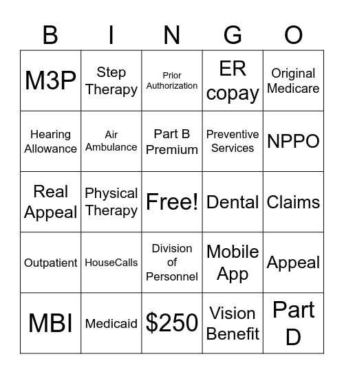 USGVI Retirees BINGO Card