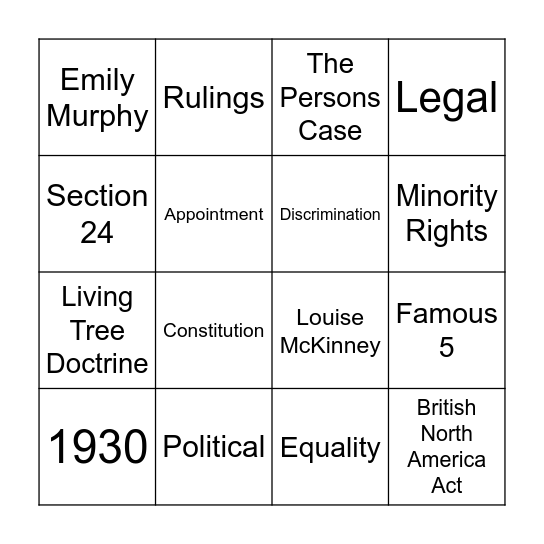 The Persons Case Bingo Card