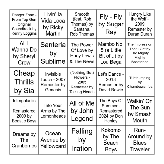Summer Vibes Bingo Card