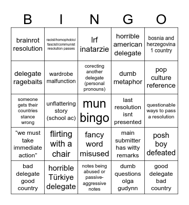 MUN Bingo Card