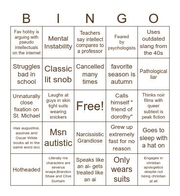 Arthur(me) Bingo Card