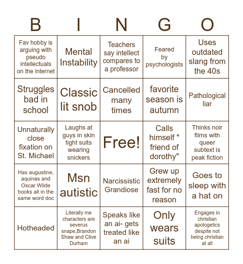 Arthur(me) Bingo Card