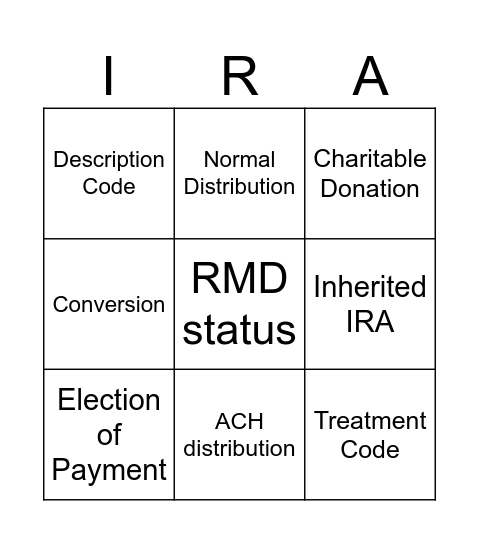 IRAs Bingo Card