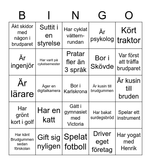 Mingelbingo Henrik & Victoria Bingo Card