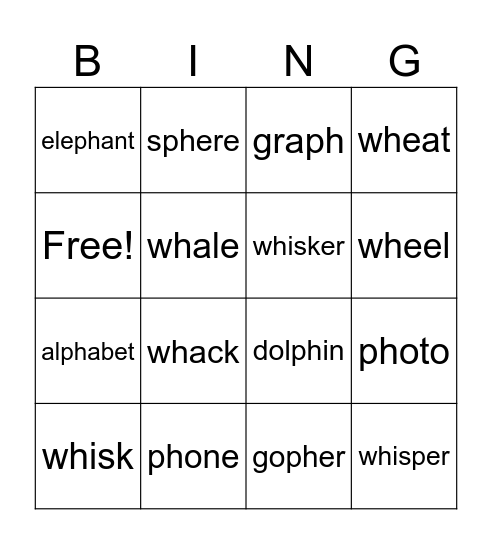 ph/wh Bingo Card