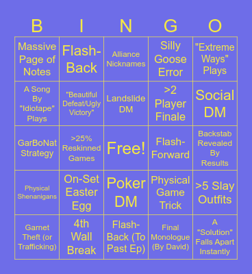 The Genius: UK Bingo Card