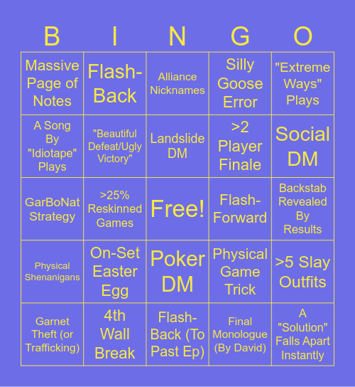 The Genius: UK Bingo Card