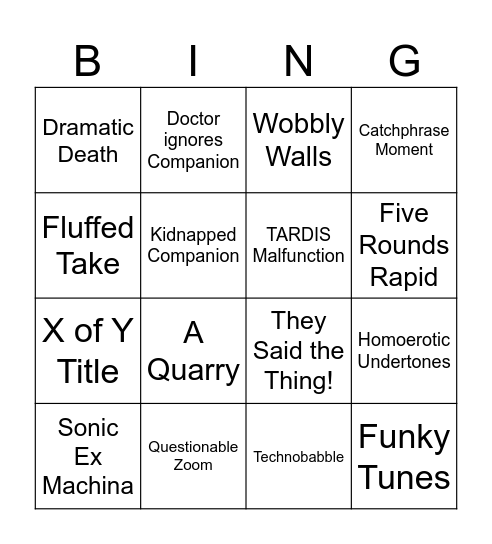 Classic Who Bingo Card