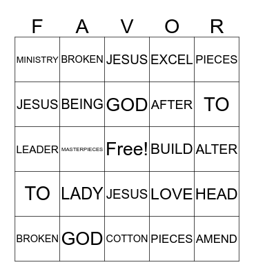 Better After Being Broken Family Conference 2016 Bingo Card