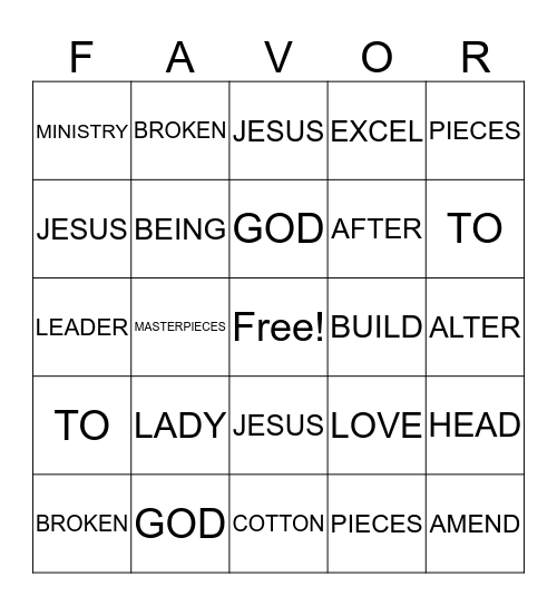 Better After Being Broken Family Conference 2016 Bingo Card