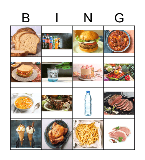 Food and Drinks Bingo Card