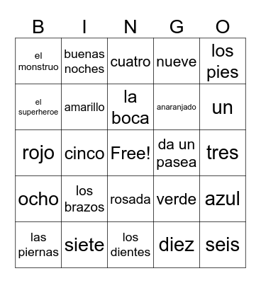Los monstruos Bingo Card