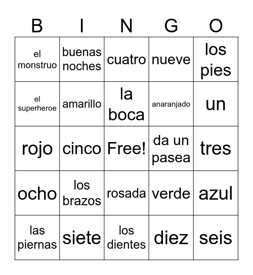 Los monstruos Bingo Card