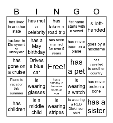 Find Someone Who... Bingo Card