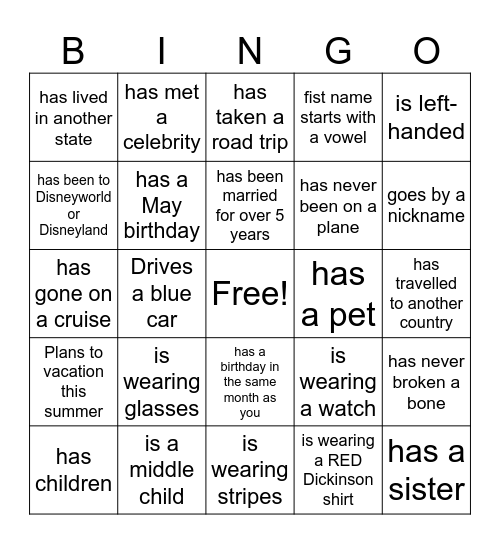 Find Someone Who... Bingo Card