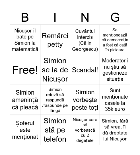 Dezbatere Digi24 Bingo Card
