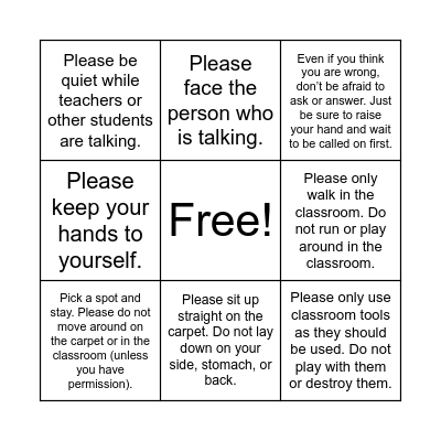 Science Rules Bingo Card