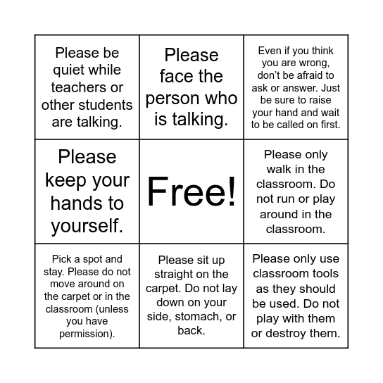 Science Rules Bingo Card