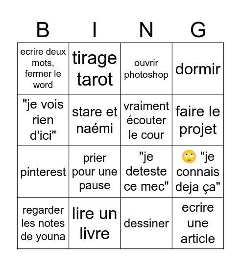 actions de marfa en cm Bingo Card