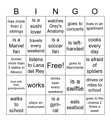 FIND SOMEONE WHO... Bingo Card