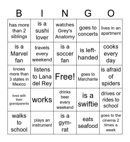 FIND SOMEONE WHO... Bingo Card